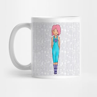 Cute girl with pink hair and a turquoise blue outfit. Mug